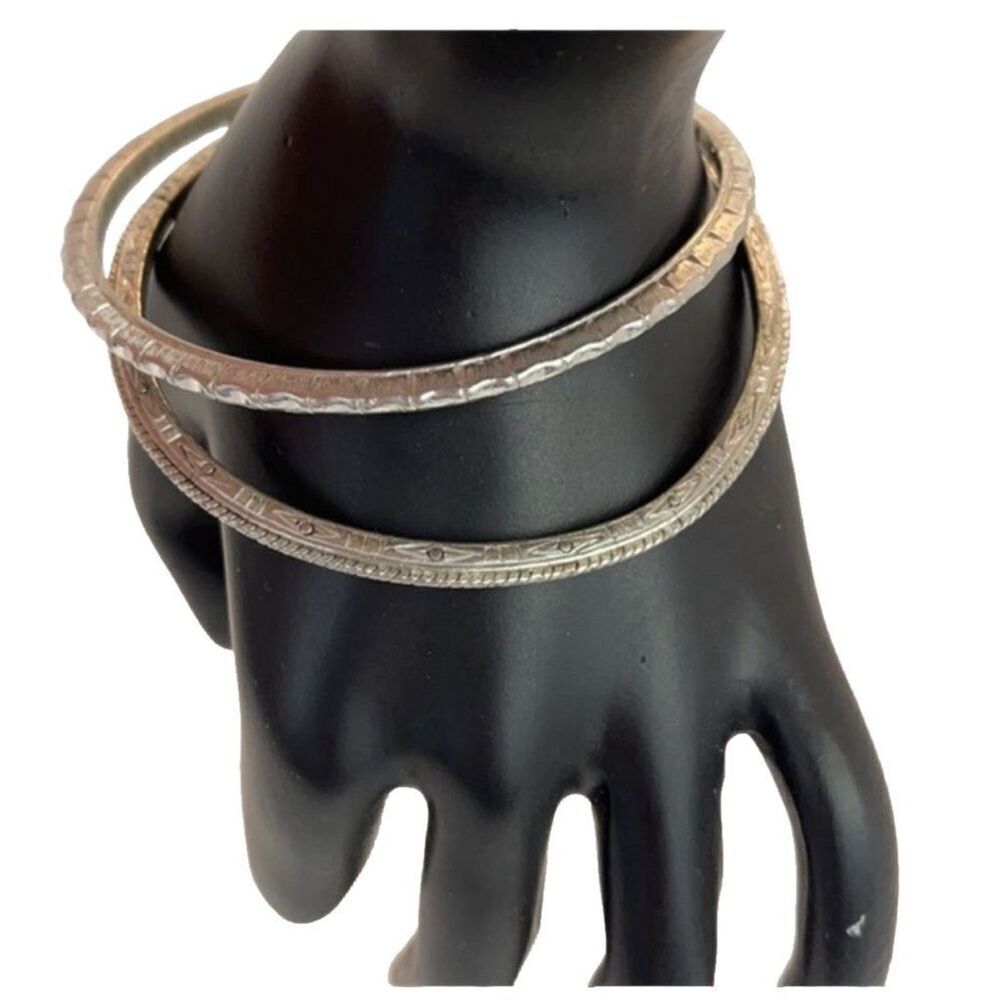 Vintage Trifari silver etched design bangles